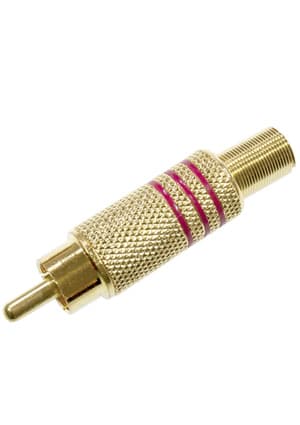 1-208G RED, штекре RCA металл  на кабель пайка красный "позолоченный"