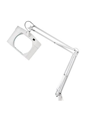 31-0111, Лупа на штат., квадр., наст.,5Х, с подс. на струбцине, белая