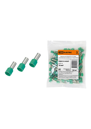 SQ0512-0007, Наконечник-гильза Е16-12 16мм2 с изолированным фланцем (100шт)