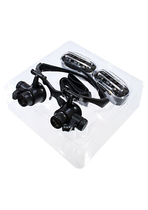 9892G, Очки с LED подсветкой насадками 10х/15х/20х/25х, черный