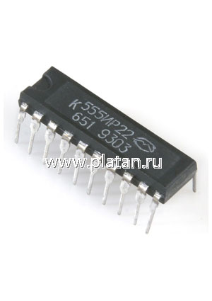 К555ИР22 (90-97г), 8-ми разрядный буферный регистр с потенциальным управлением (SN74LS373N)