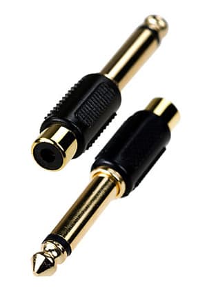 2-230G, переход 6.35мм "шт" моно - RCA "гн" пластик "позолоченный"