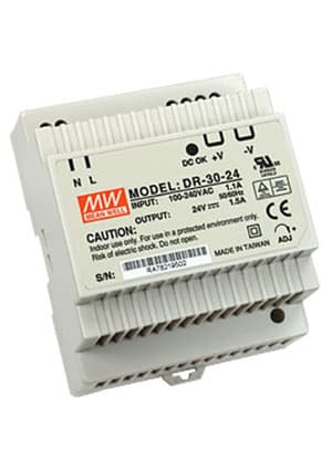 DR-30-24, AC-DC Din, 30Вт, выход 24В/0:1.5A, рег. вых, 78*93*56