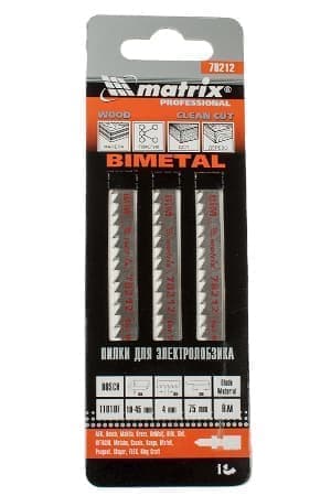 78212, Полотно для  эл.лобзика,по дереву Bimetell. 75х4мм (3шт) Т101DF