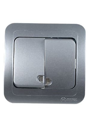 23423 ВЫКЛЮЧАТЕЛЬ  СКРЫТ.УСТ.2 КЛ. С ПОДСВЕТКОЙ (СЕРЕБ.)