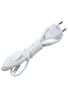 10026 ПЕРЕКЛЮЧАТЕЛЬ НА ШНУРЕ БЕЛЫЙ  С ВИЛКОЙ