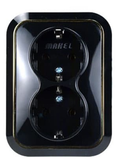 11482 РОЗЕТКА 2-АЯ С ЗАЗЕМ. 16А 250В(ЧЕРН/ЗОЛ.) СКРЫТ.УСТ.