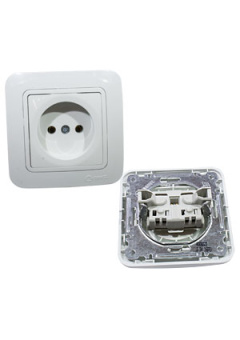 70022, Розетка одинарная 1 м без заземления  белый встроен. монтаж