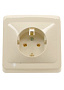 РС16-003K, Розетка 1-м СП "Этюд" з/к,  16А кремовая