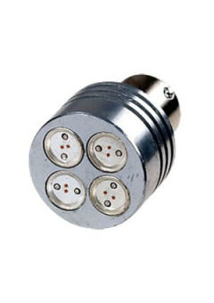 S25-RB-15S-4LED-4W-R, 12V, LED лампа красная S25 BA15S(D) Round Base 4W